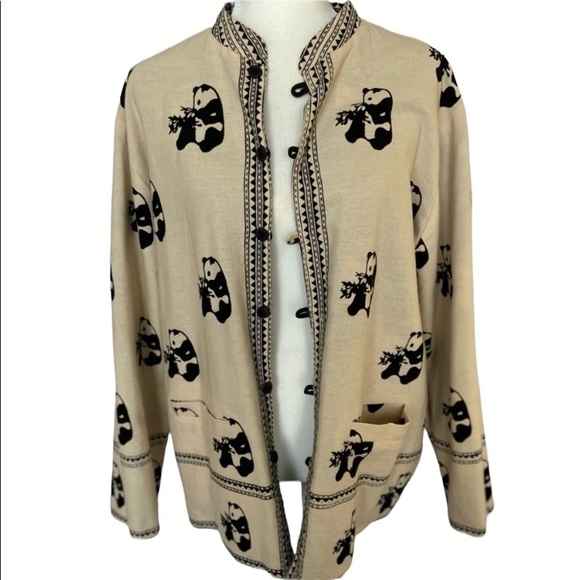 LADIES beautiful panda reversible blazer jacket XL - Picture 1 of 3
